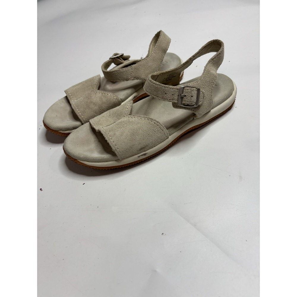 LL Bean Women 8M Soft Suede Cream Strappy Sandals Boho Coastal Comfort